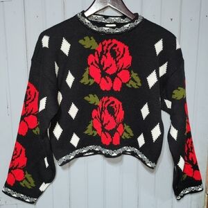 Vintage Fredericks of Hollywood rose black cropped size Large